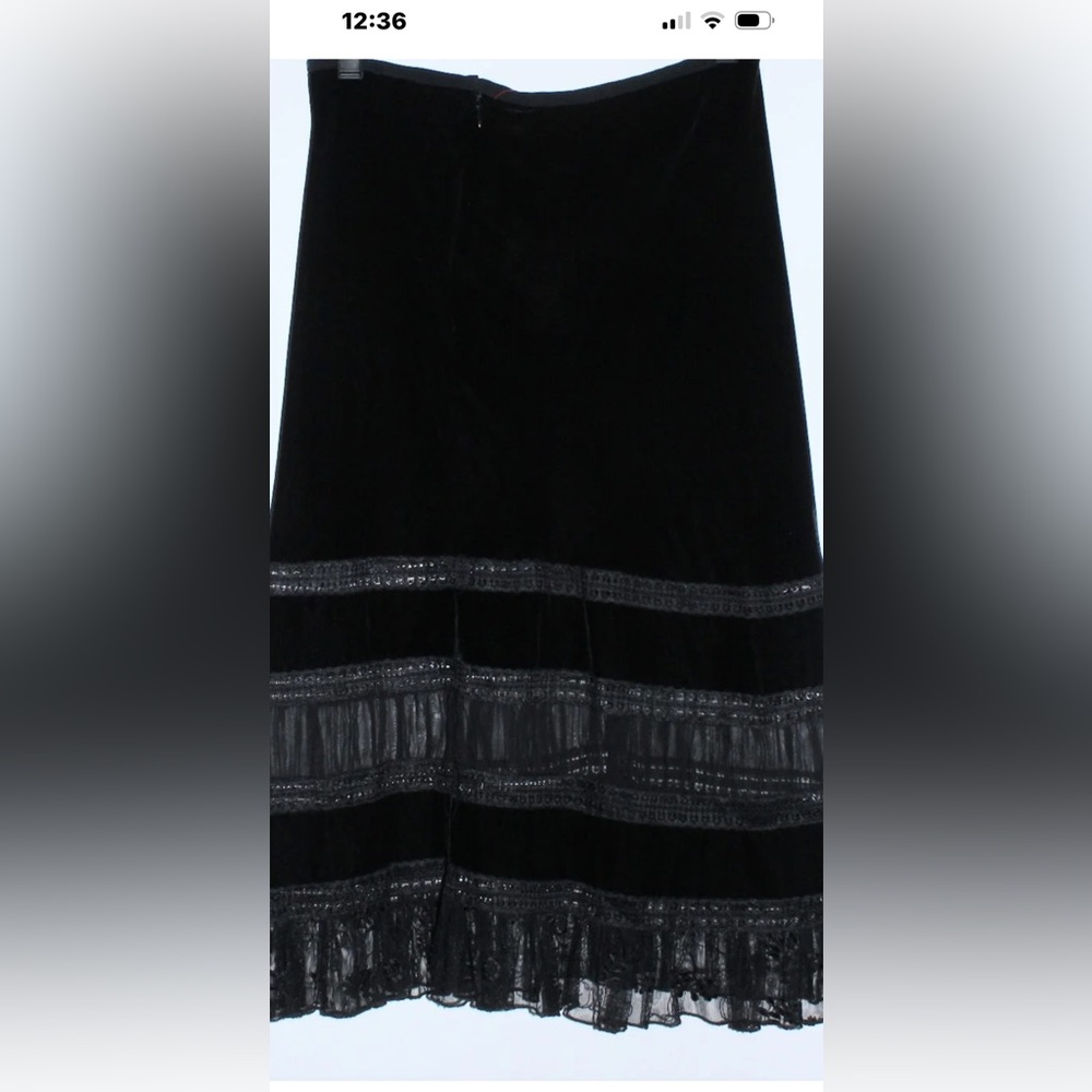 Ralph Lauren Black Velvet Midi Skirt viscose silk Size XL - Picture 2 of 10